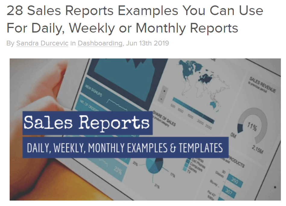 datapine 28 Sales Report Examples You Can Use For Daily, Weekly or Monthly Reports