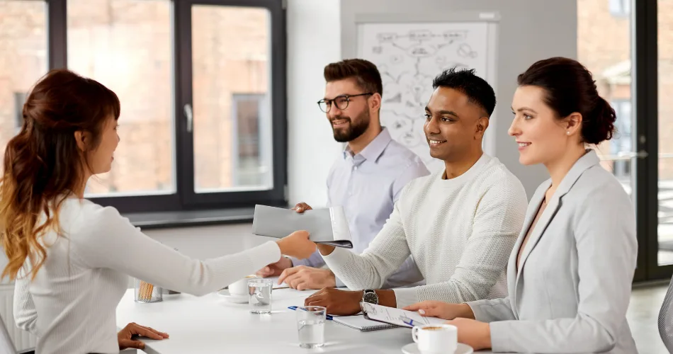 A client outsourcing content writing to a team.