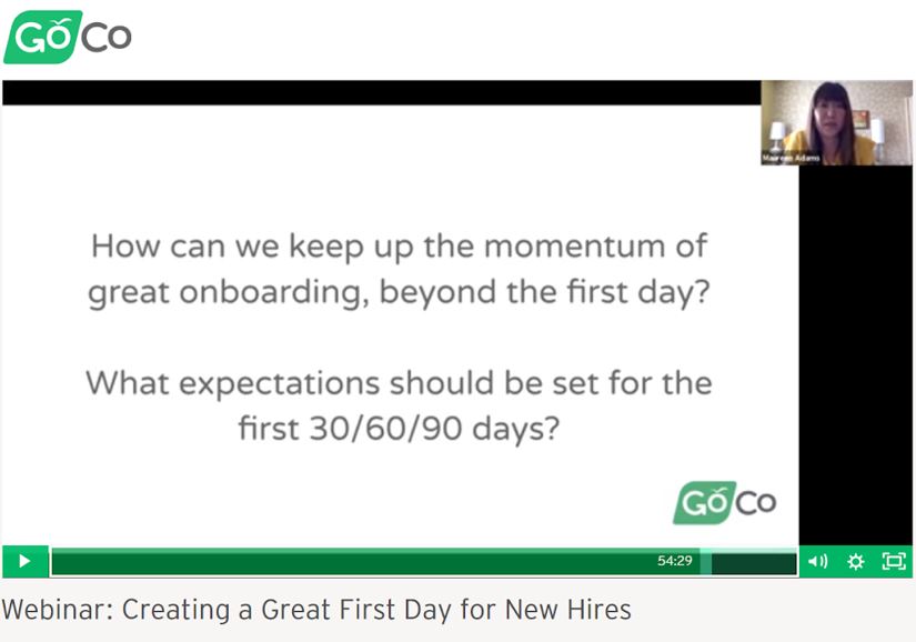 GOCO webinar on how to create a great first day for new hires