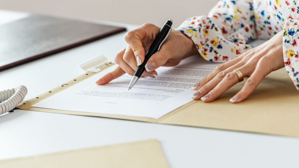 woman proofreading a document