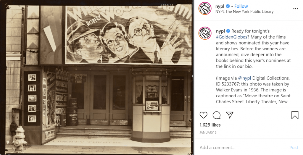 New York Public Library's Instagram