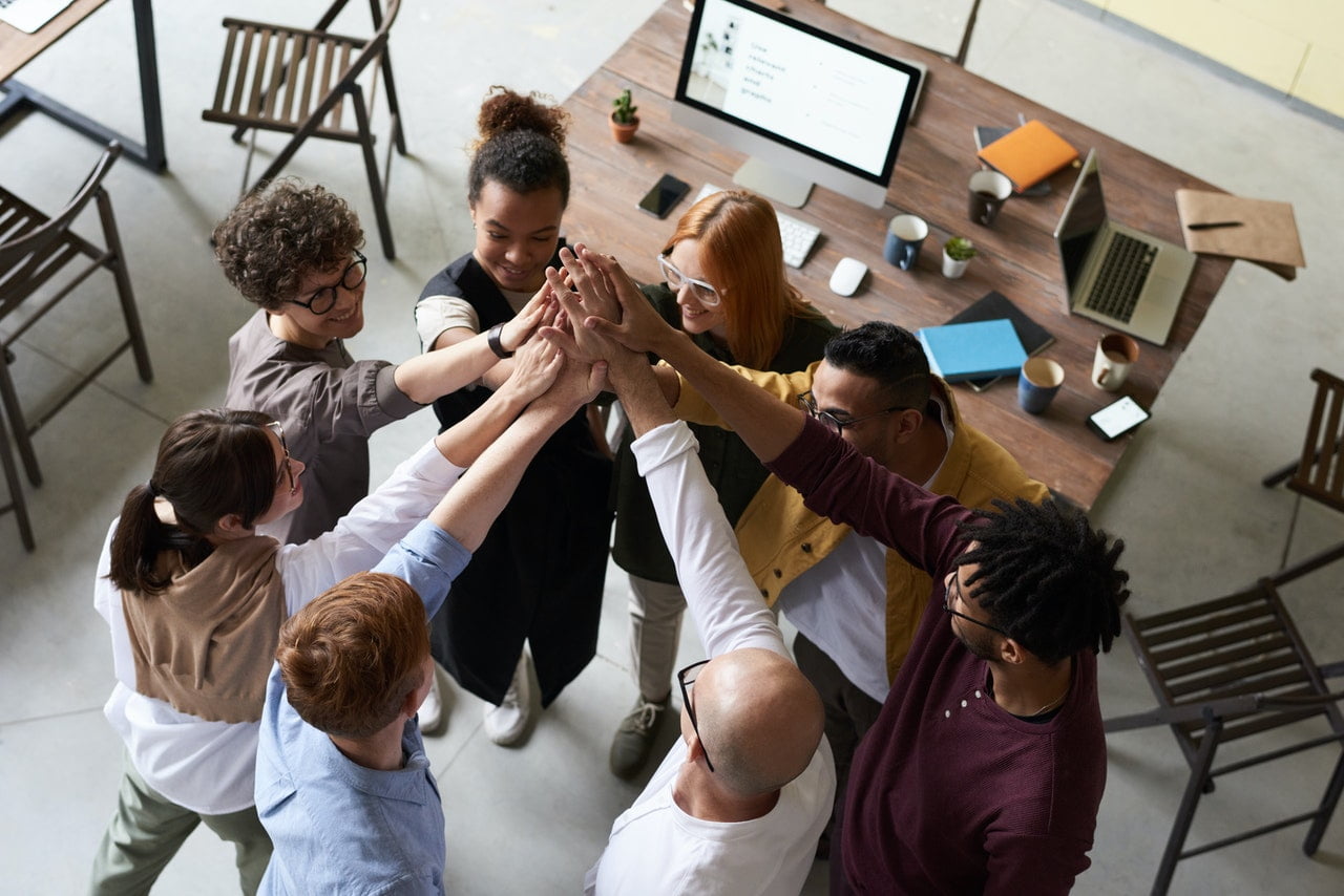 diverse team working together