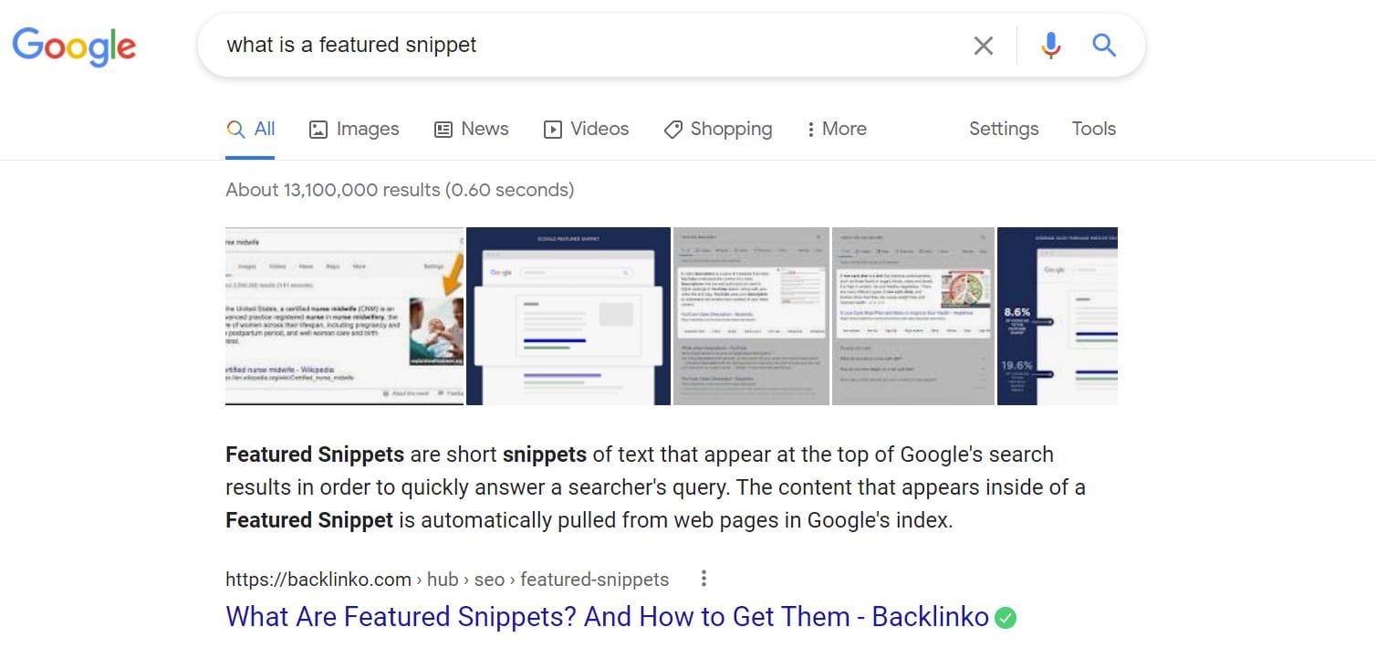 google featured snippet screenshot