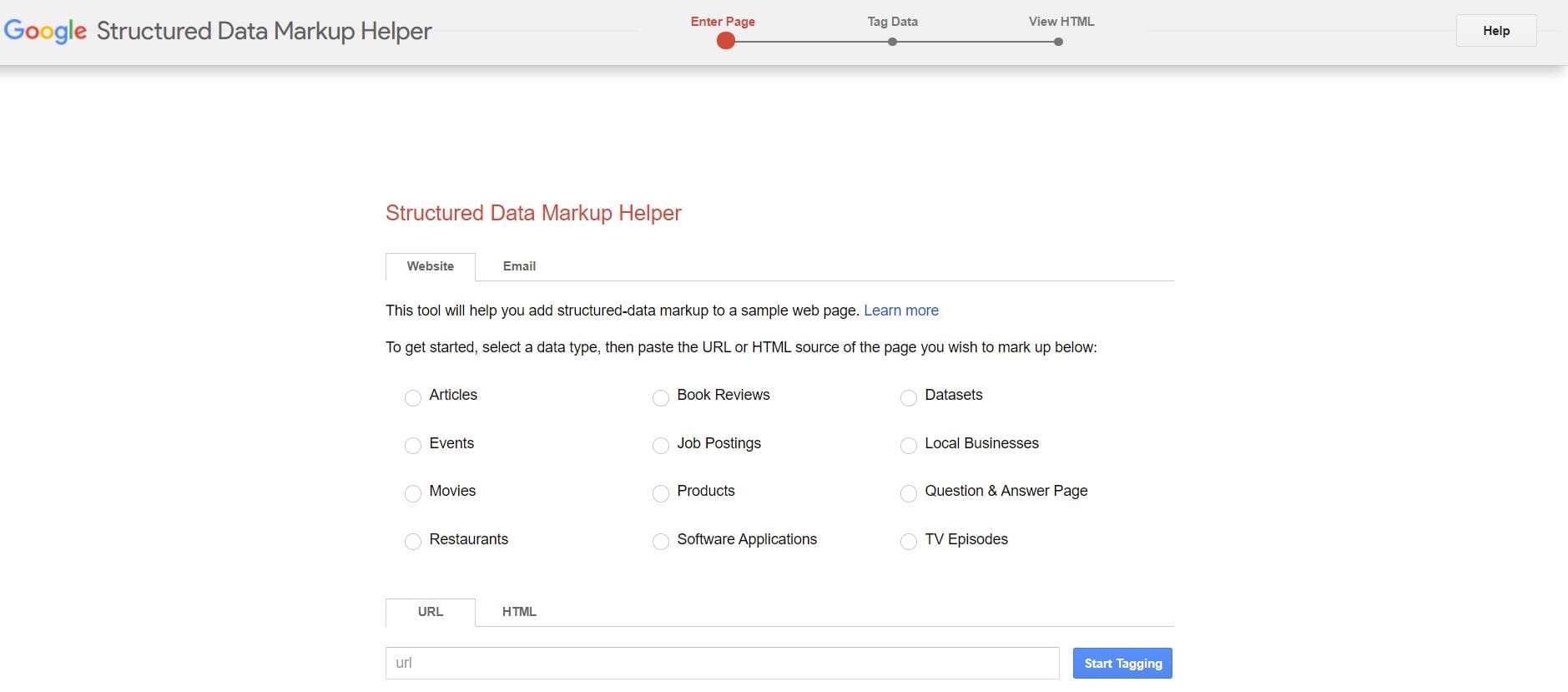 structured data markup helper