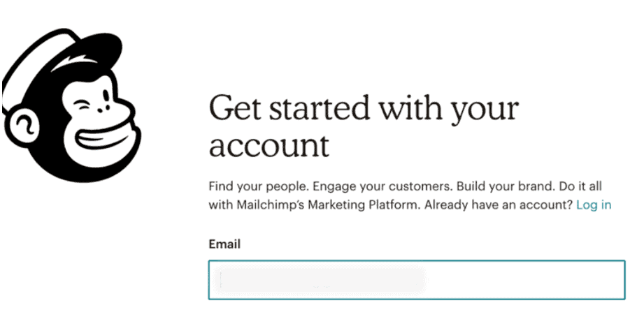 UX writing example: Mailchimp account setup screenshot