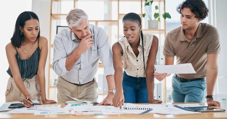 A content writing agency discussing a project.