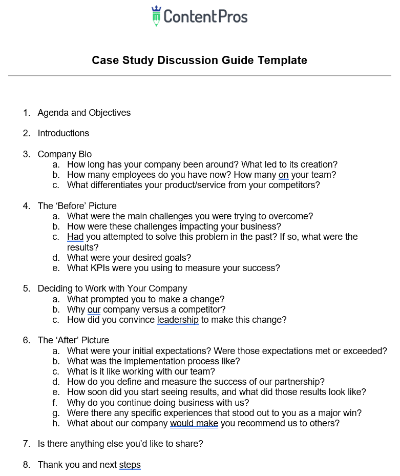 Case study discussion guide template