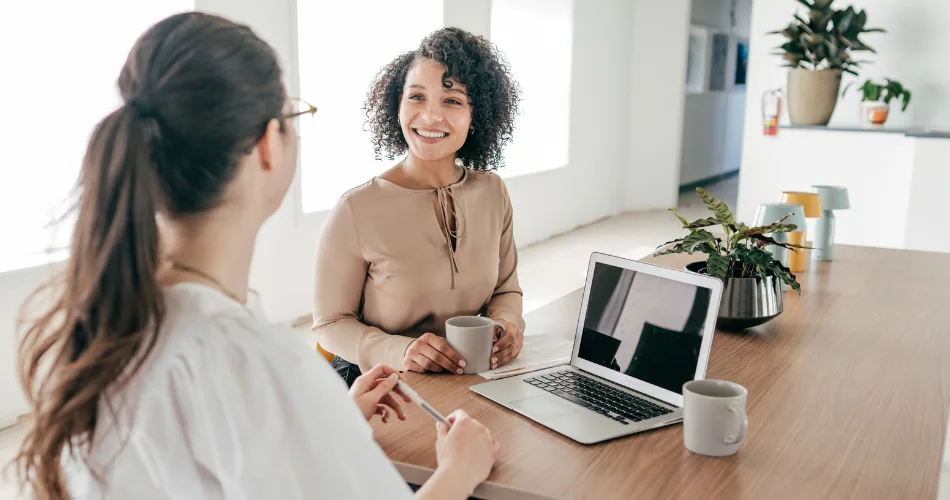 Two HR professionals chatting