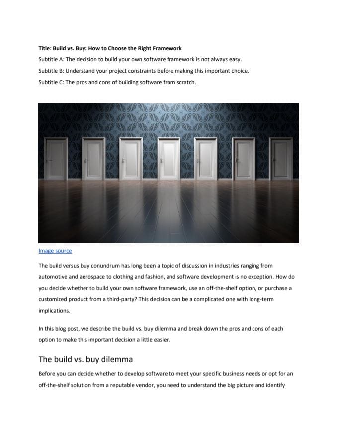 Build vs. Buy: Choosing the Right Framework