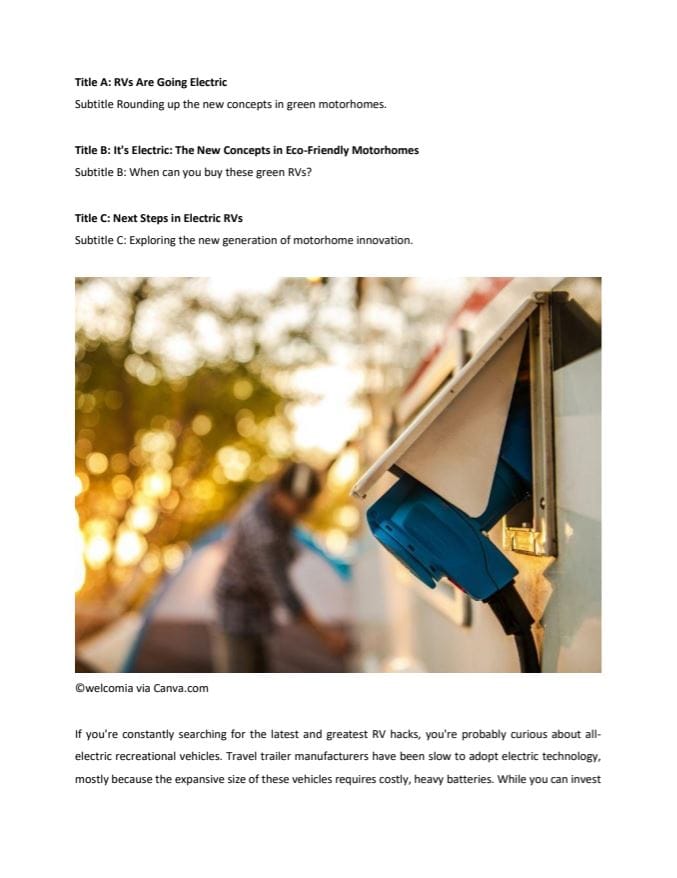 RVs Are Going Electric