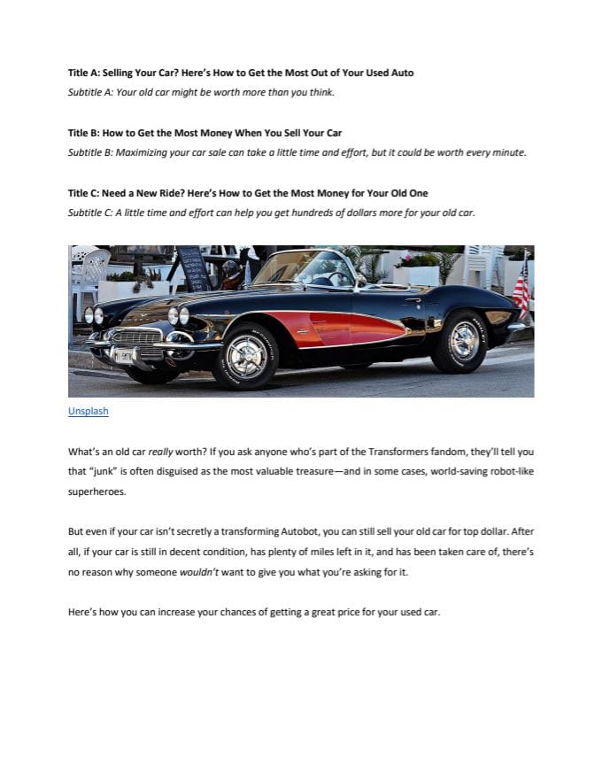 Get the Most for Your Used Car