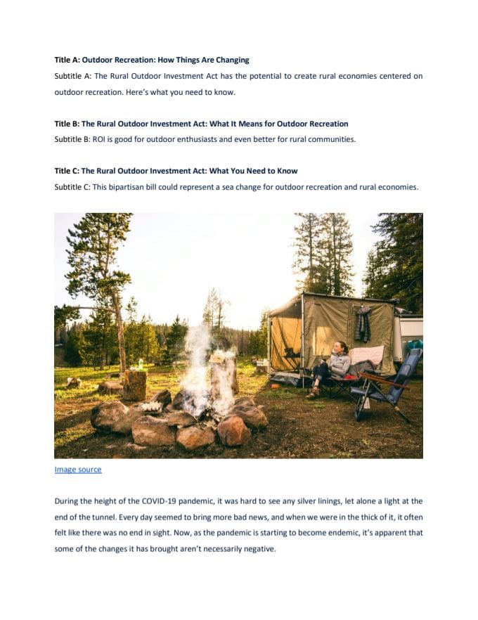 The Rural Outdoor Investment Act: What It Means for the Recreation Industry