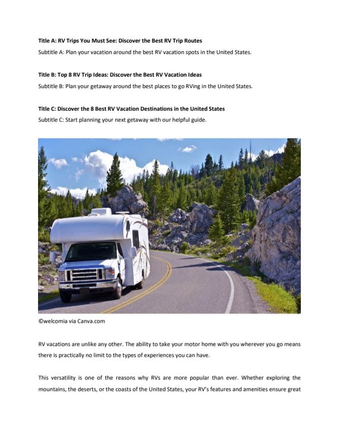 RV Bucket List Itineraries