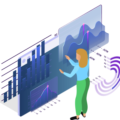 An illustration of a woman reviewing reports with positive results